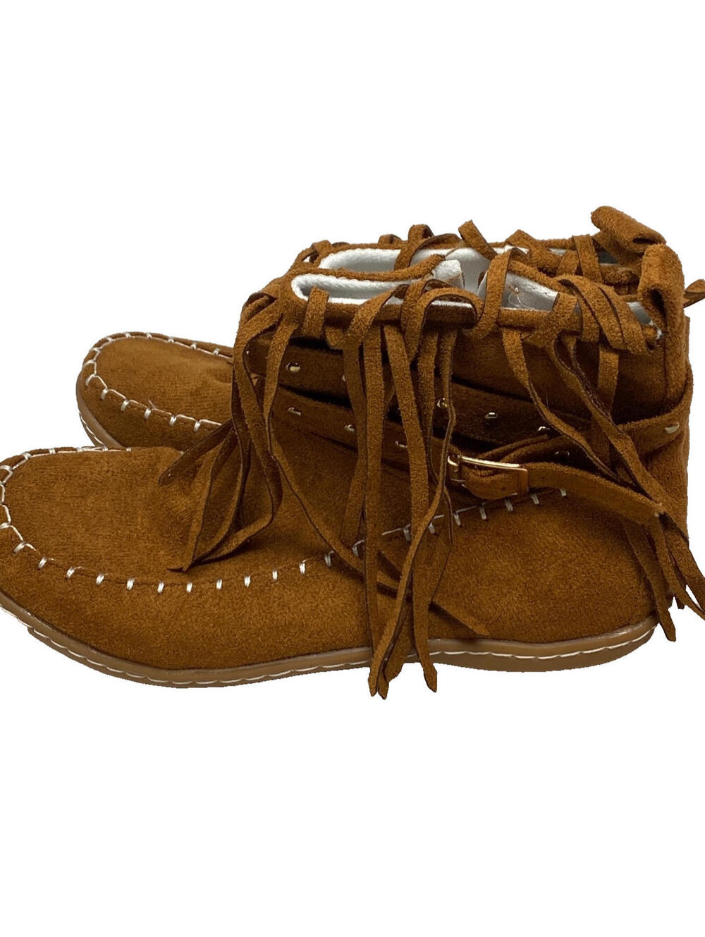 Moccasin Boots Brown Faux Suede USA  Women's Native American Size 8